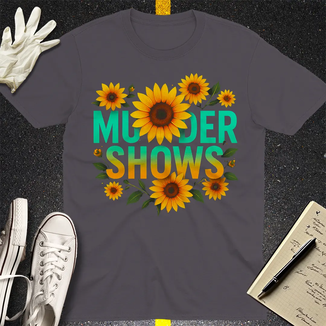 Murder Shows & Sunflowers T-Shirt - Charcoal