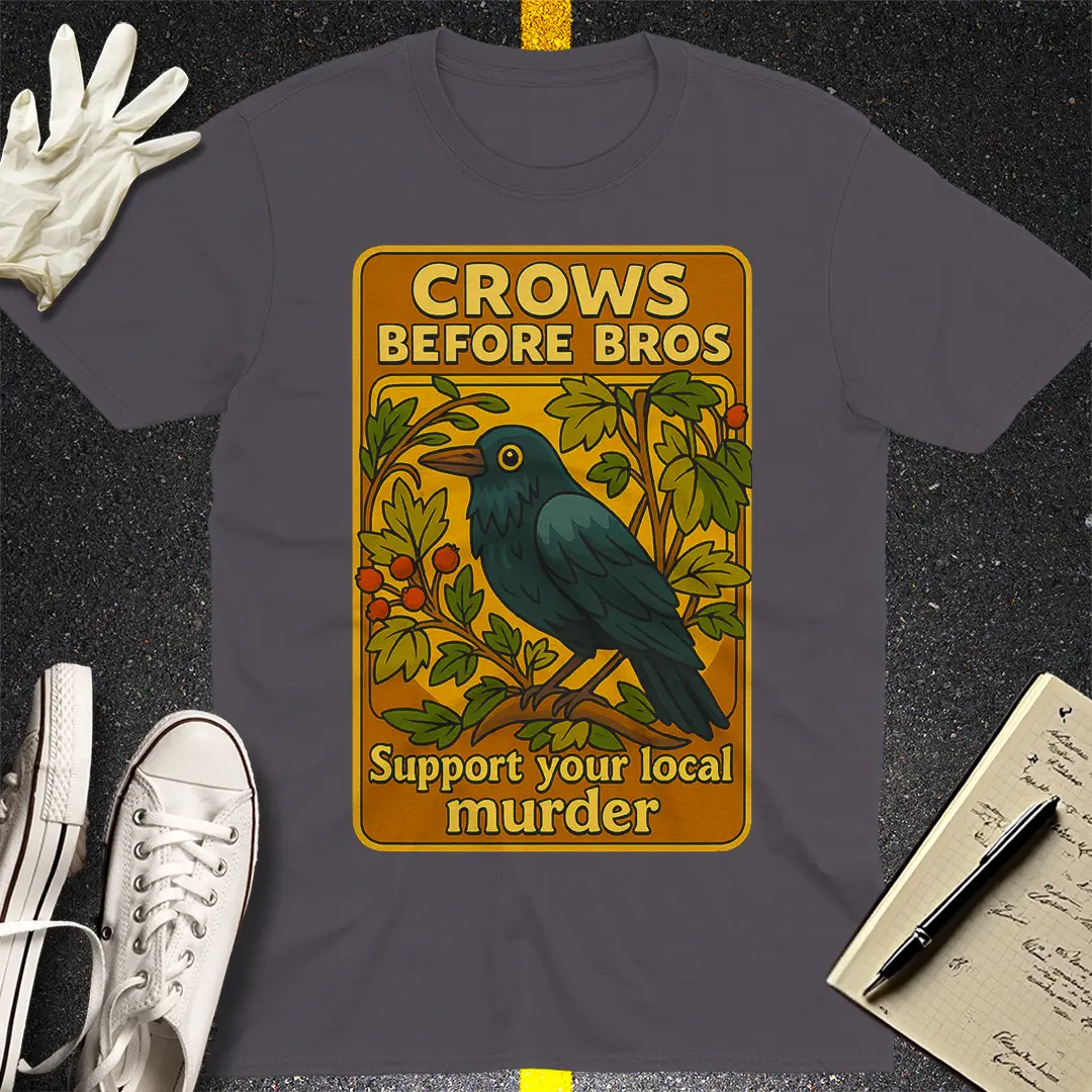 Crows Before Bros T-Shirt - Charcoal