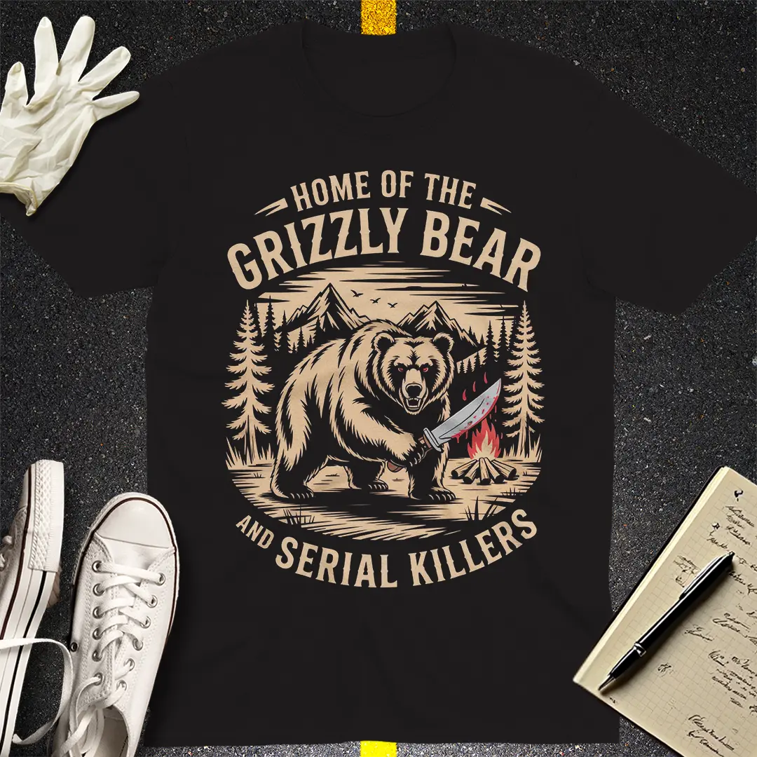Grizzly Bear & Serial Killers T-Shirt - Black