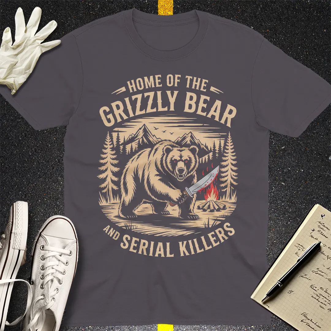 Grizzly Bear & Serial Killers T-Shirt - Charcoal