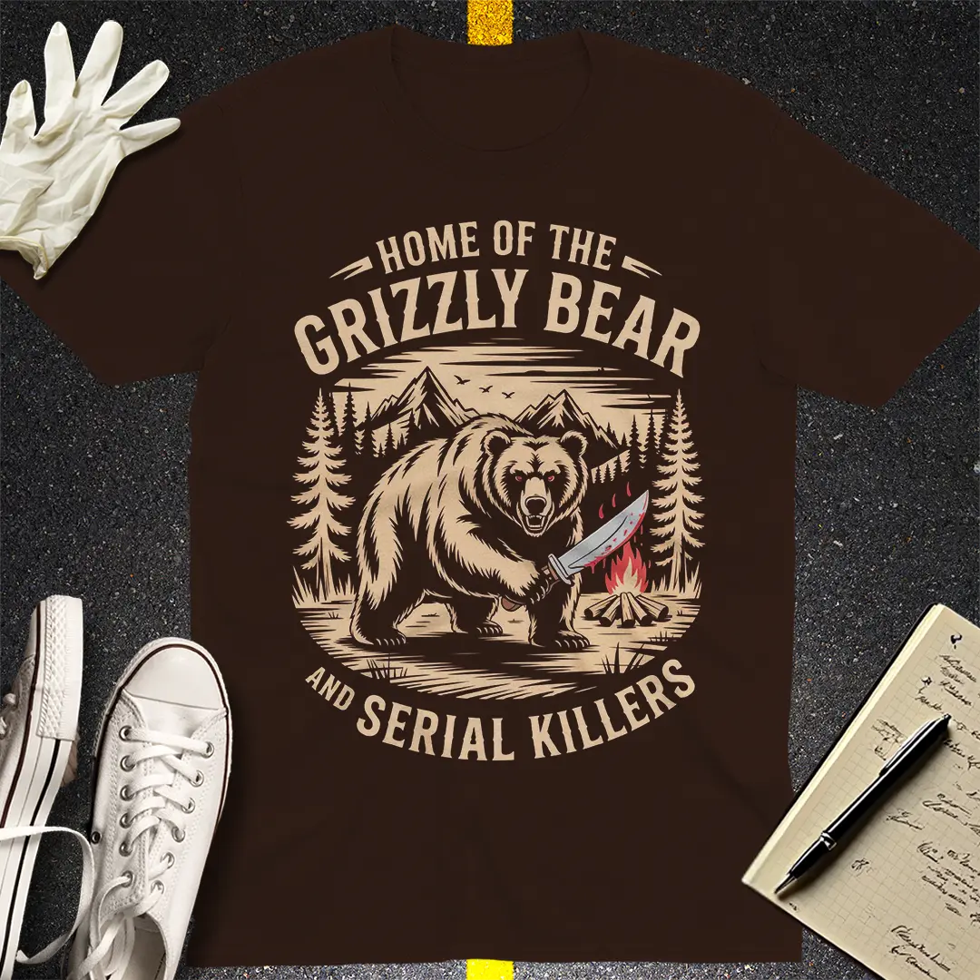 Grizzly Bear & Serial Killers T-Shirt - Dark Chocolate