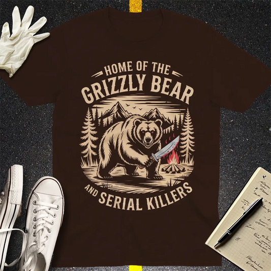 Grizzly Bear & Serial Killers T-Shirt - Dark Chocolate