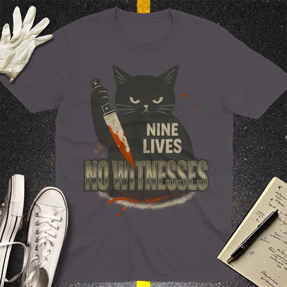 Nine Lives No Witnesses T-Shirt - Charcoal
