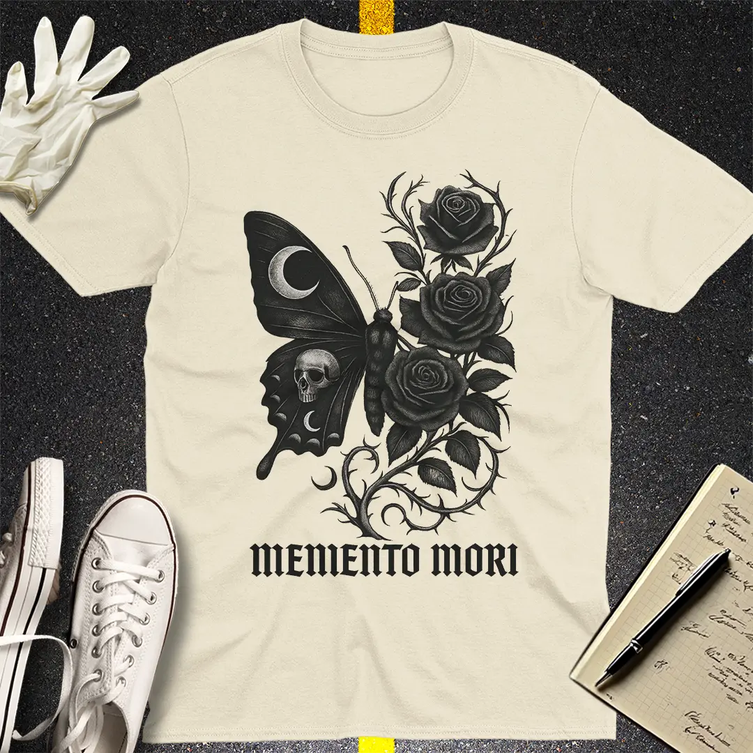 Memento Mori Gothic T-Shirt - Natural
