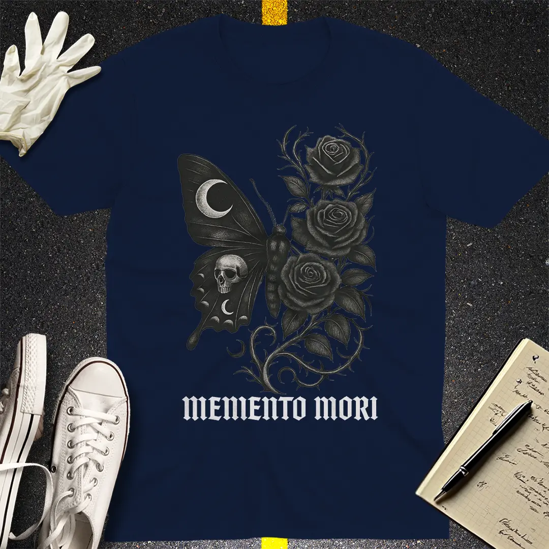 Memento Mori Gothic T-Shirt - Navy
