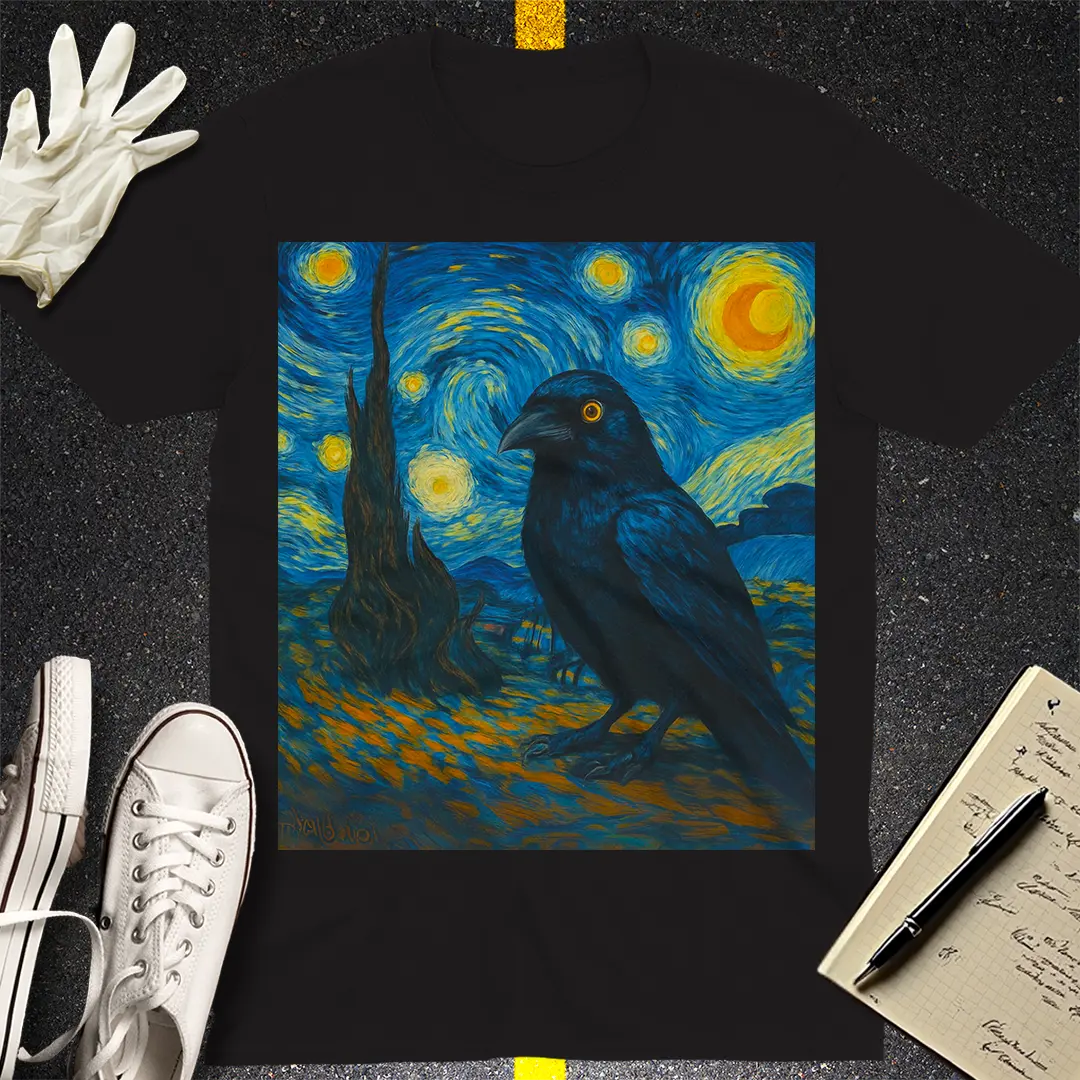 Starry Raven T-Shirt - Black