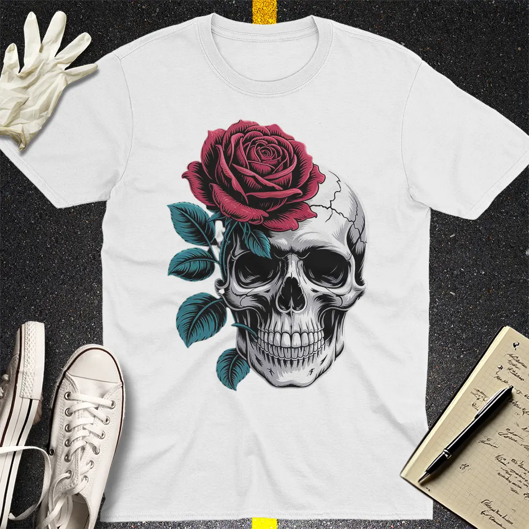 Rose & Skull Fusion T-Shirt - White