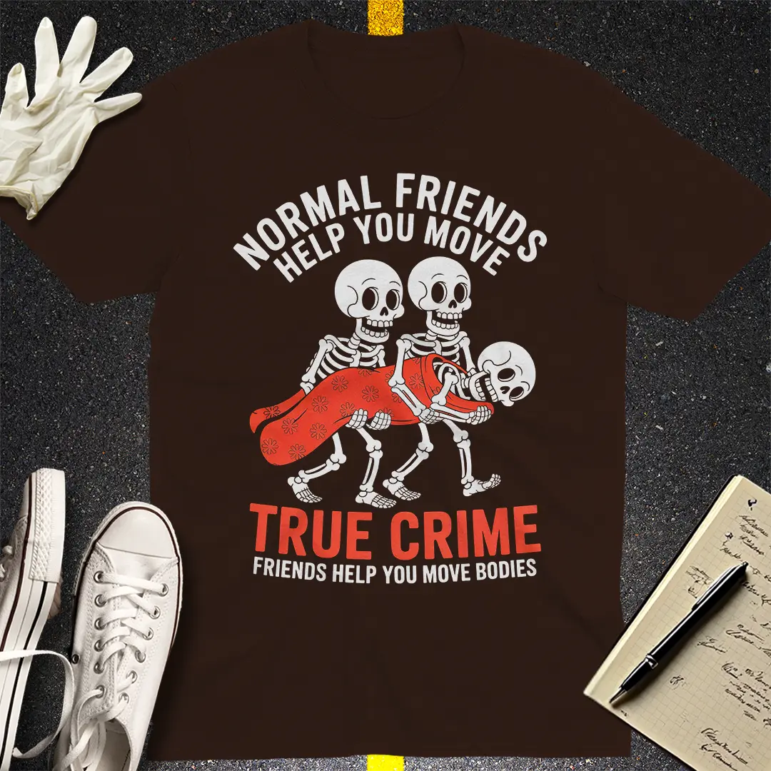 True Crime Skeleton Crew T-Shirt - Dark Chocolate
