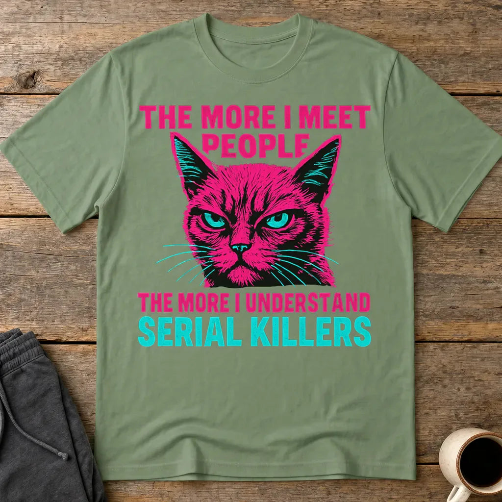 Serial Killer Cat T-Shirt - Military Green