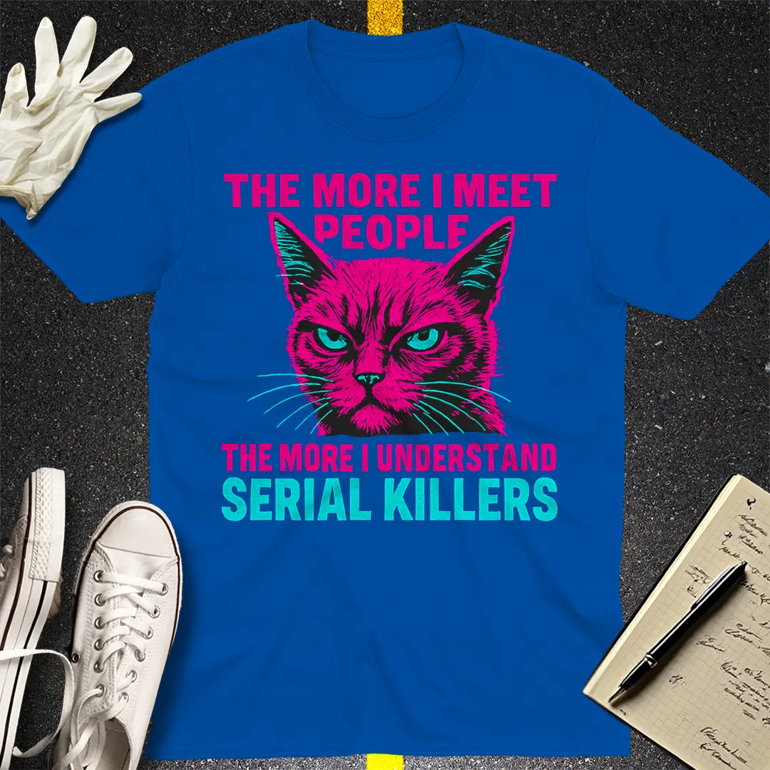 Serial Killer Cat T-Shirt - Royal