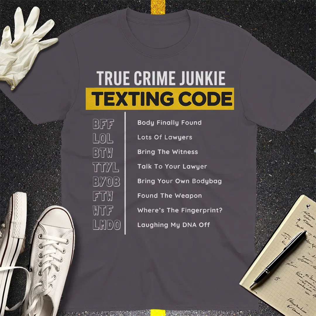 True Crime Junkie Code T-Shirt - Charcoal