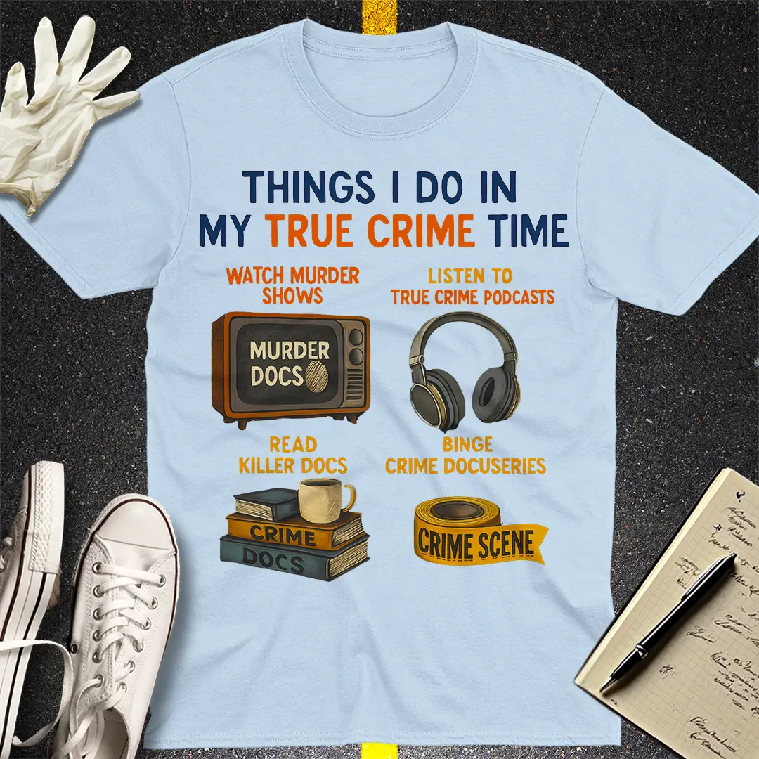 True Crime Time T-Shirt - Light Blue