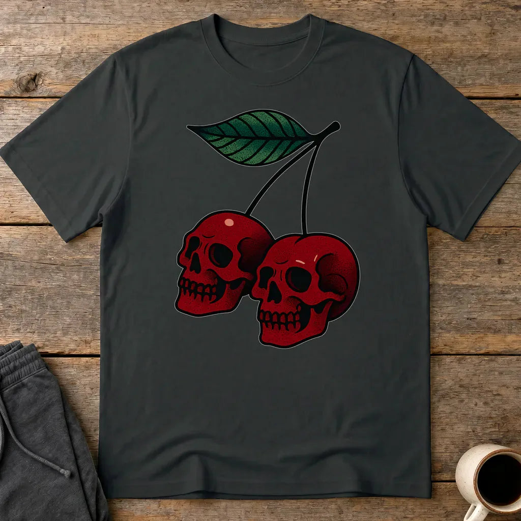 Cherry Skulls T-Shirt - Black