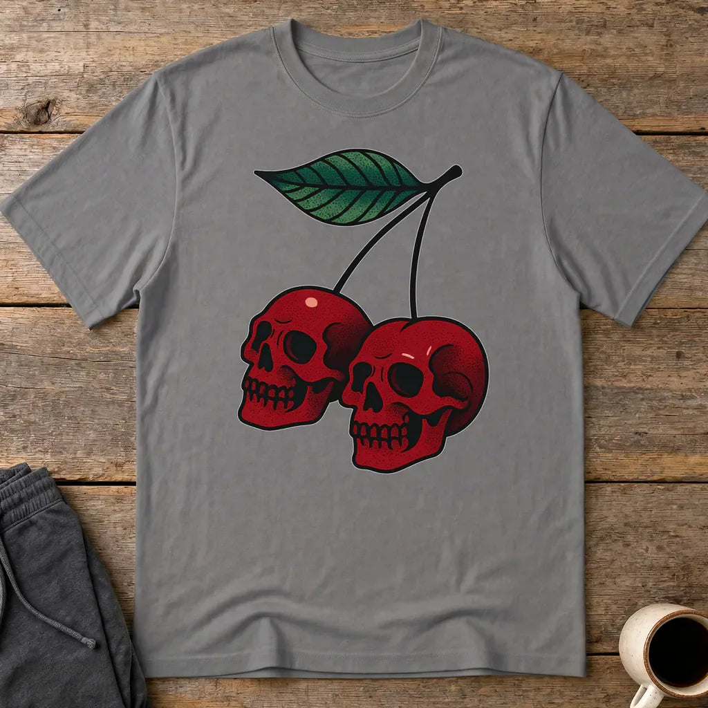 Cherry Skulls T-Shirt - Charcoal