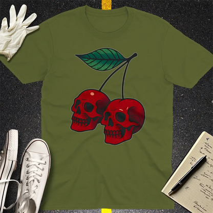 Cherry Skulls T-Shirt - Military Green