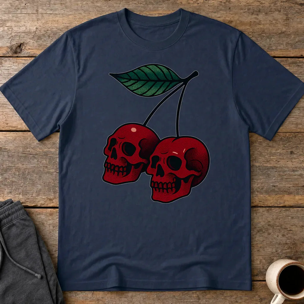 Cherry Skulls T-Shirt - Navy