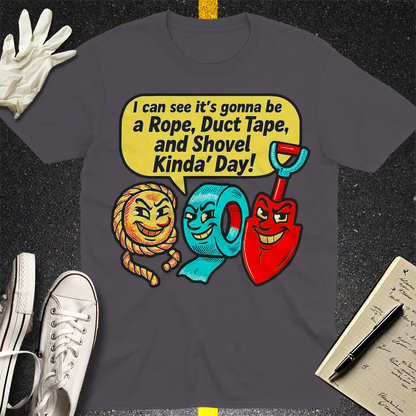 Rope Duct Tape Shovel T-Shirt - Charcoal