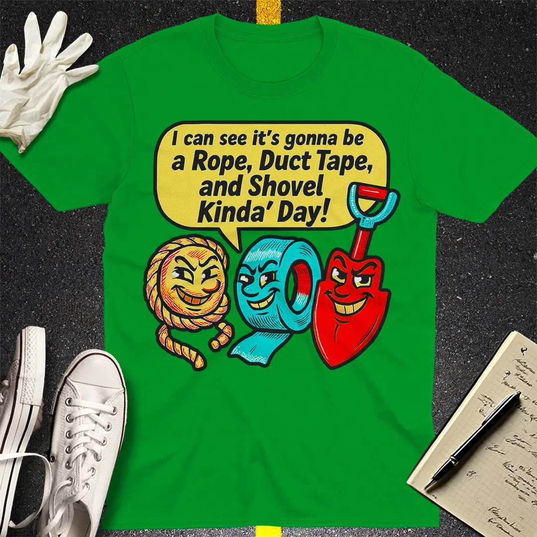 Rope Duct Tape Shovel T-Shirt - Irish Green