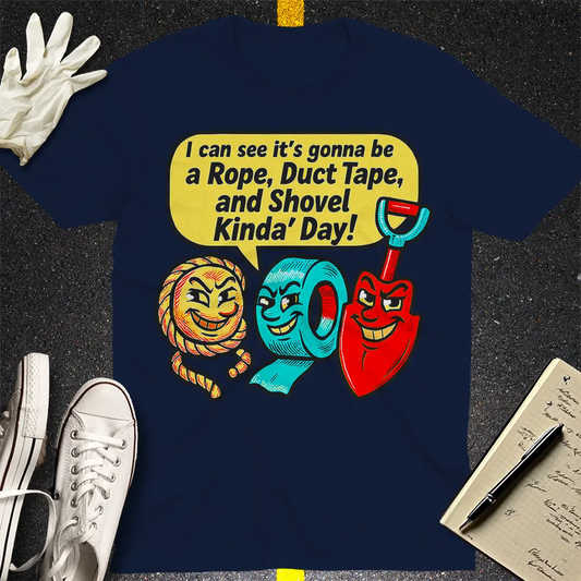 Rope Duct Tape Shovel T-Shirt - Navy