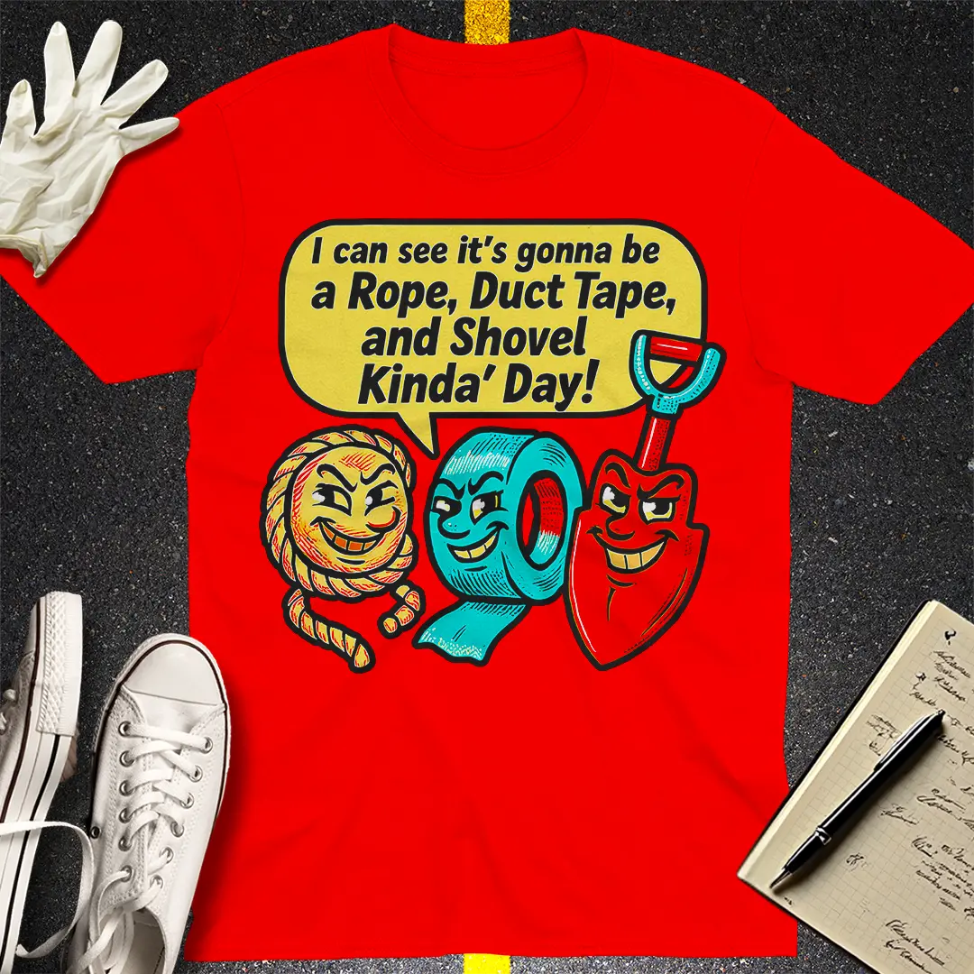 Rope Duct Tape Shovel T-Shirt - Red