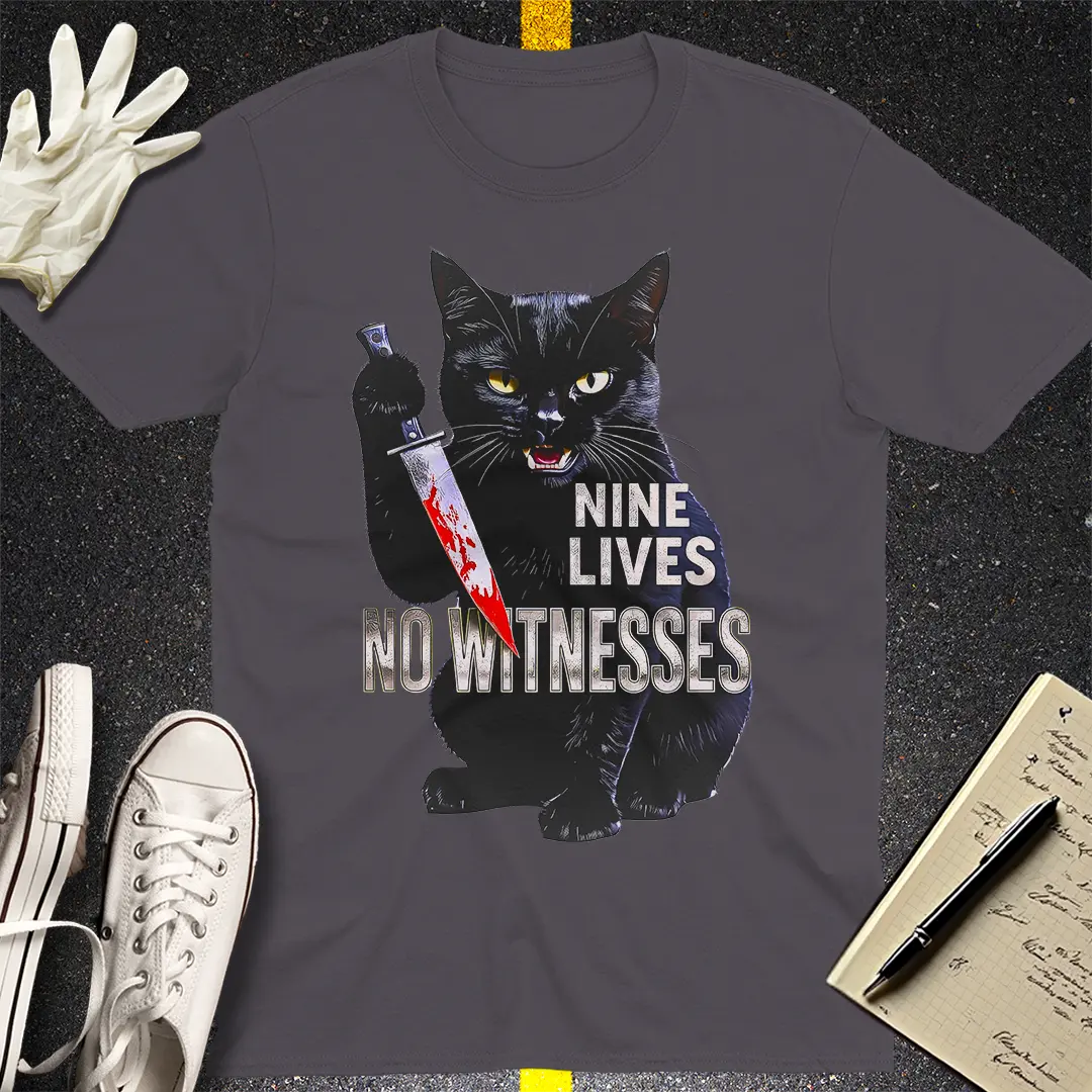 Nine Lives No Witnesses T-Shirt - Charcoal