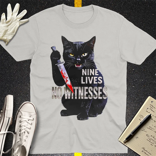 Nine Lives No Witnesses T-Shirt - Ice Grey