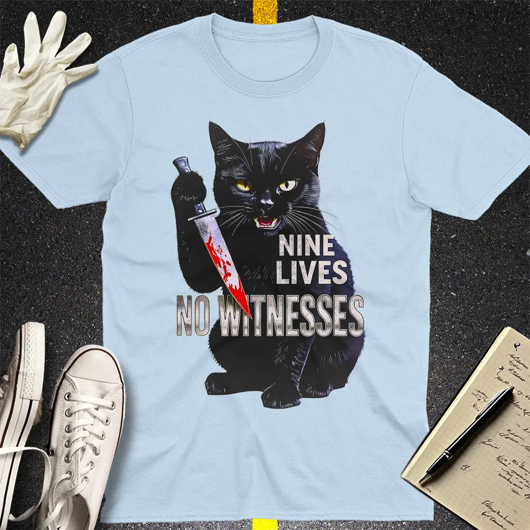 Nine Lives No Witnesses T-Shirt - Light Blue