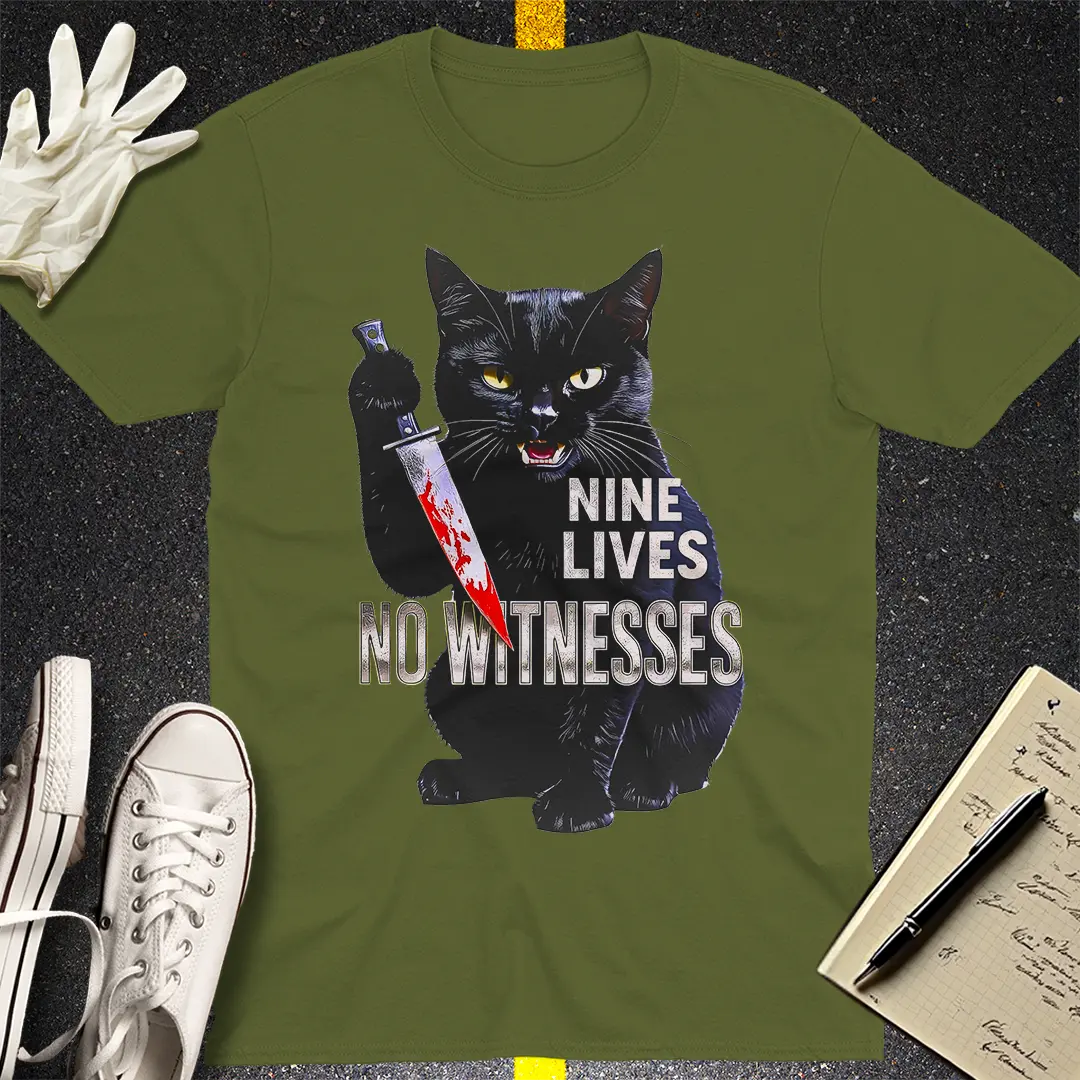Nine Lives No Witnesses T-Shirt - Military Green