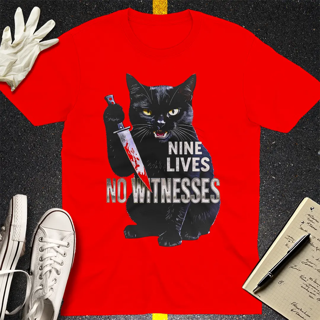 Nine Lives No Witnesses T-Shirt - Red
