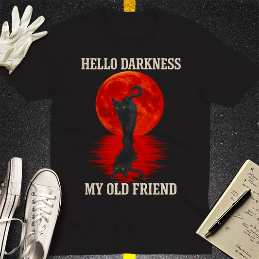 Hello Darkness Cat T-Shirt - Black
