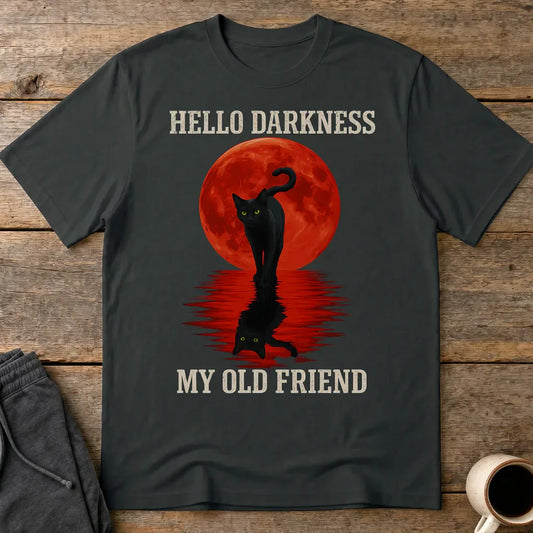 Hello Darkness Cat T-Shirt - Black