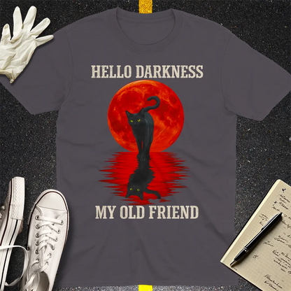 Hello Darkness Cat T-Shirt - Charcoal