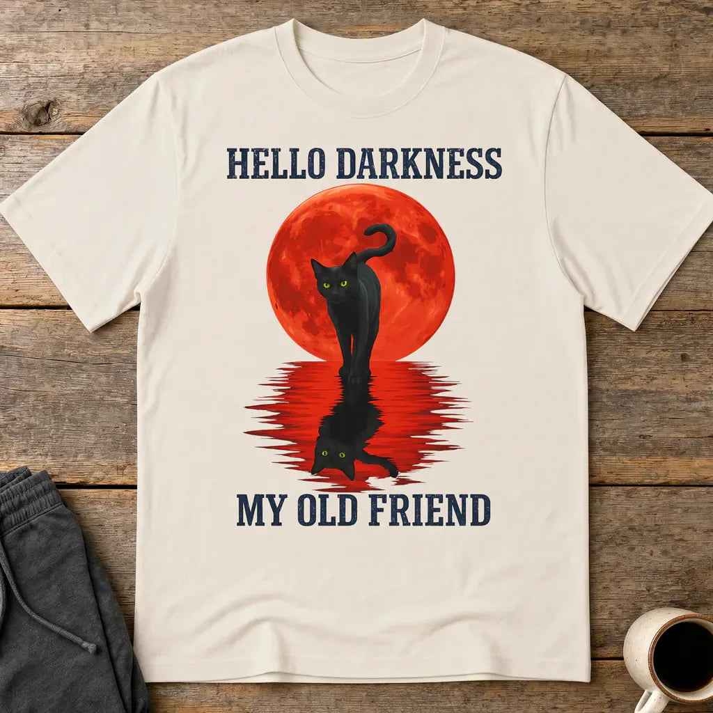 Hello Darkness Cat T-Shirt - Ice Grey