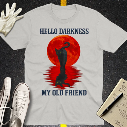 Hello Darkness Cat T-Shirt - Ice Grey