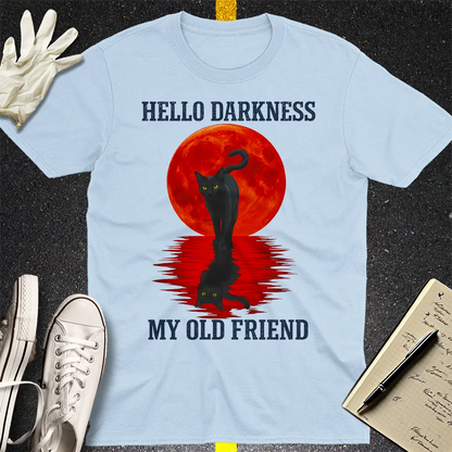 Hello Darkness Cat T-Shirt - Light Blue