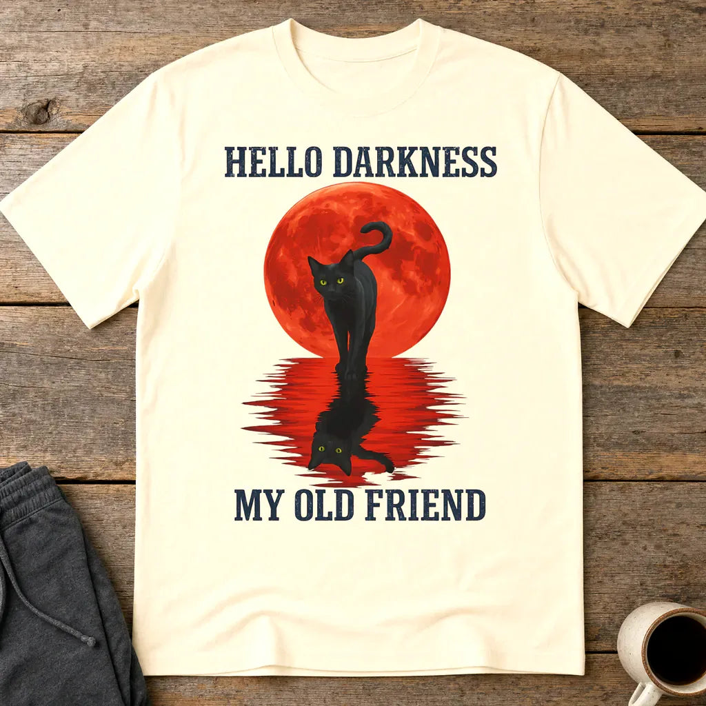 Hello Darkness Cat T-Shirt - Natural