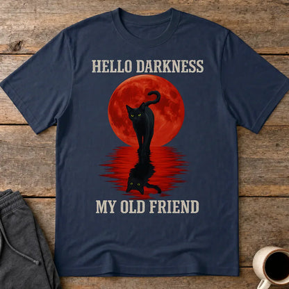 Hello Darkness Cat T-Shirt - Navy