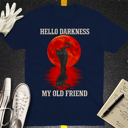 Hello Darkness Cat T-Shirt - Navy