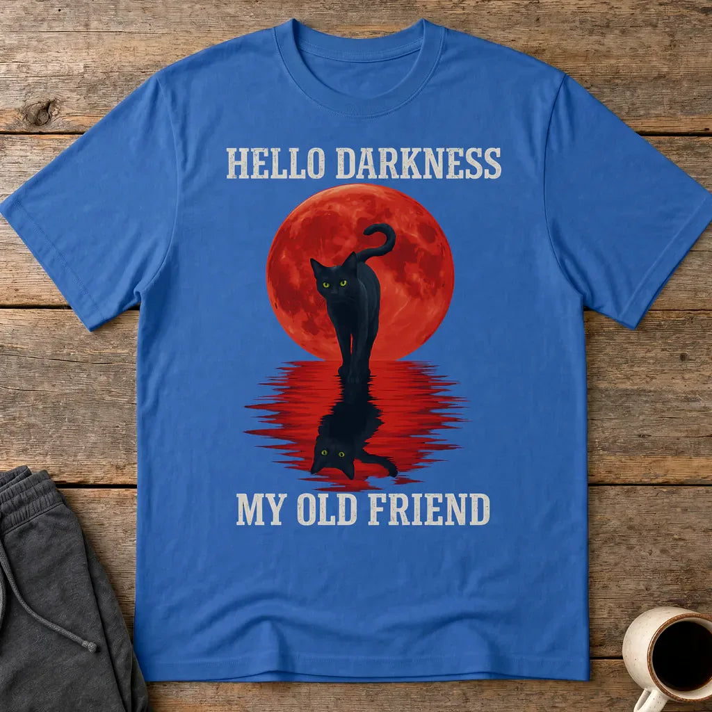 Hello Darkness Cat T-Shirt - Royal