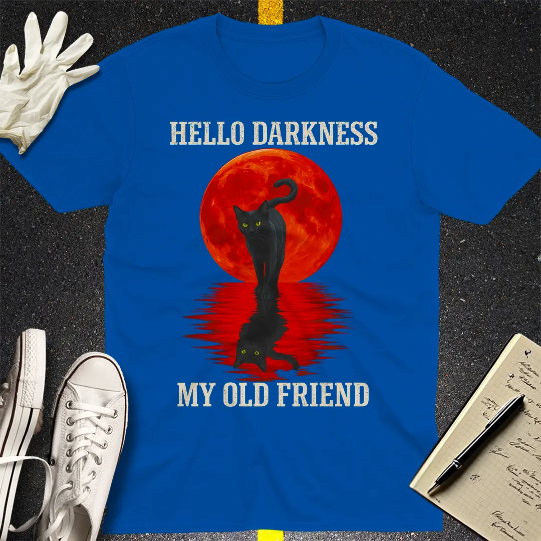 Hello Darkness Cat T-Shirt - Royal
