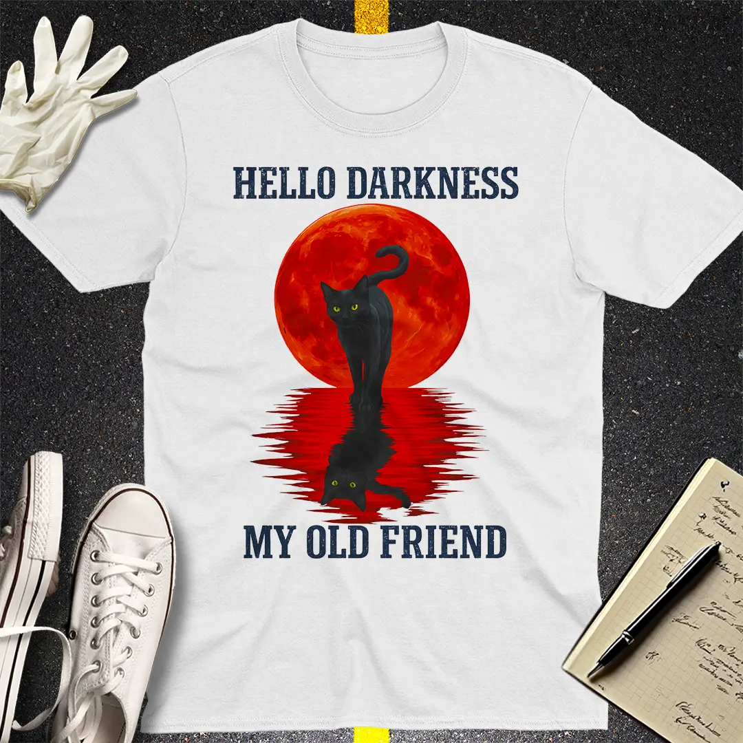 Hello Darkness Cat T-Shirt - White