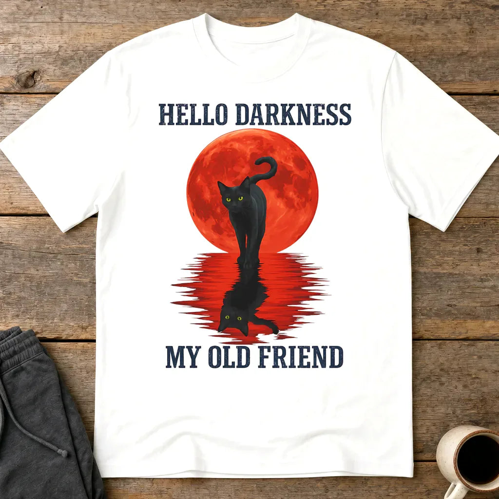 Hello Darkness Cat T-Shirt - White
