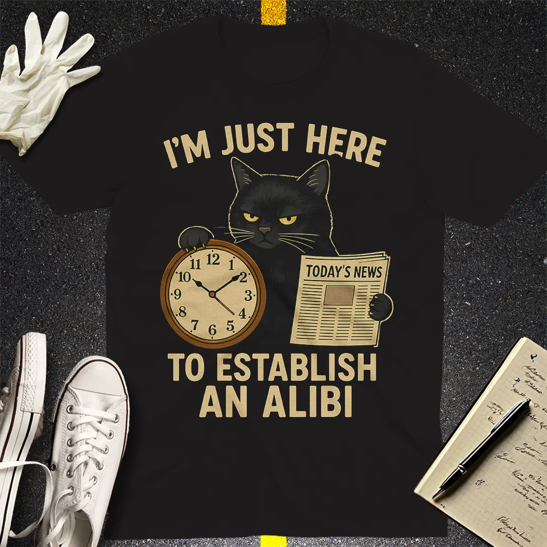 Establishing Alibi Cat T-Shirt - Black