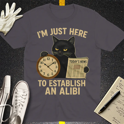 Establishing Alibi Cat T-Shirt - Charcoal