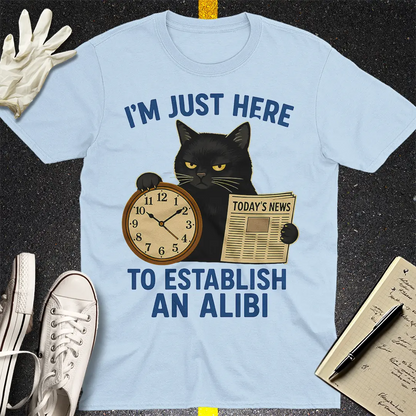 Establishing Alibi Cat T-Shirt - Light Blue