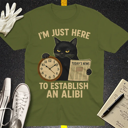 Establishing Alibi Cat T-Shirt - Military Green