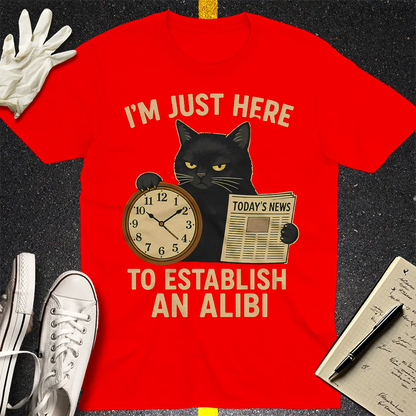 Establishing Alibi Cat T-Shirt - Red