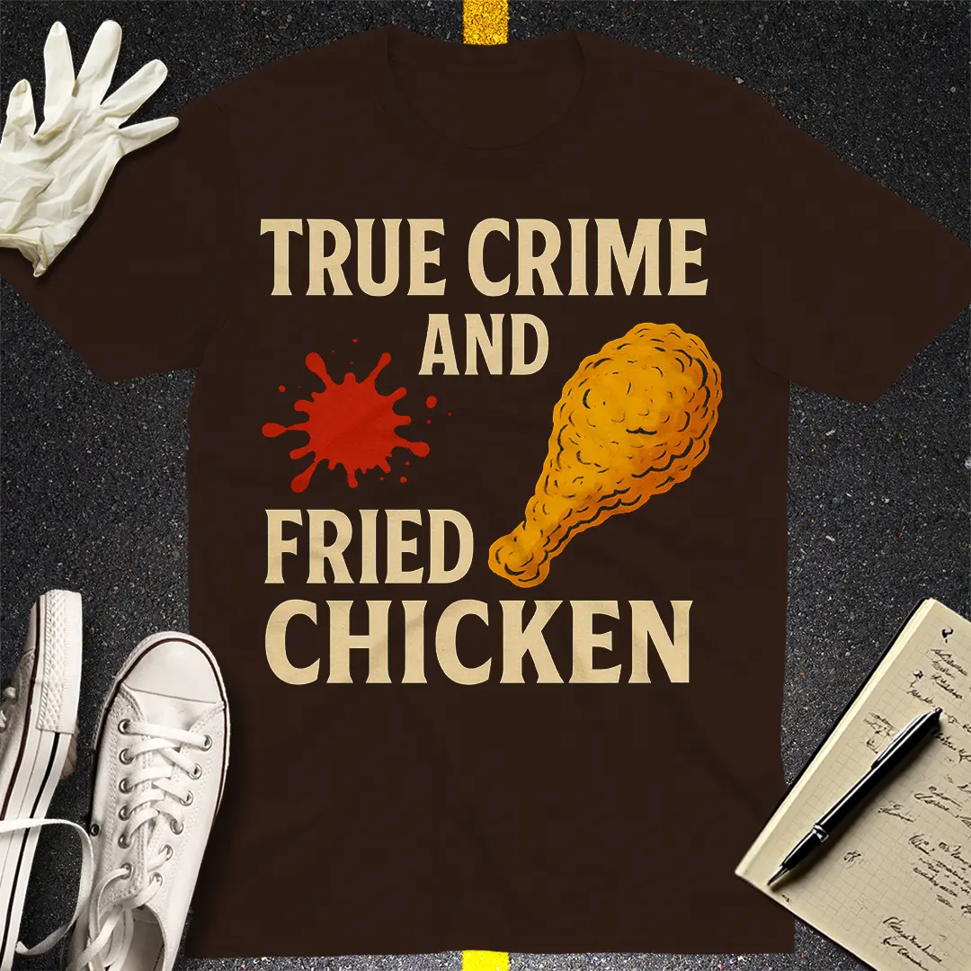 True Crime and Fried Chicken T-Shirt - Dark Chocolate
