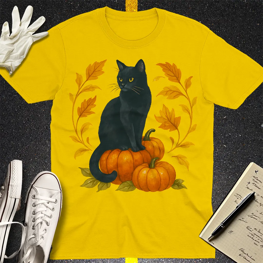 Autumn Witch Cat T-Shirt - Daisy