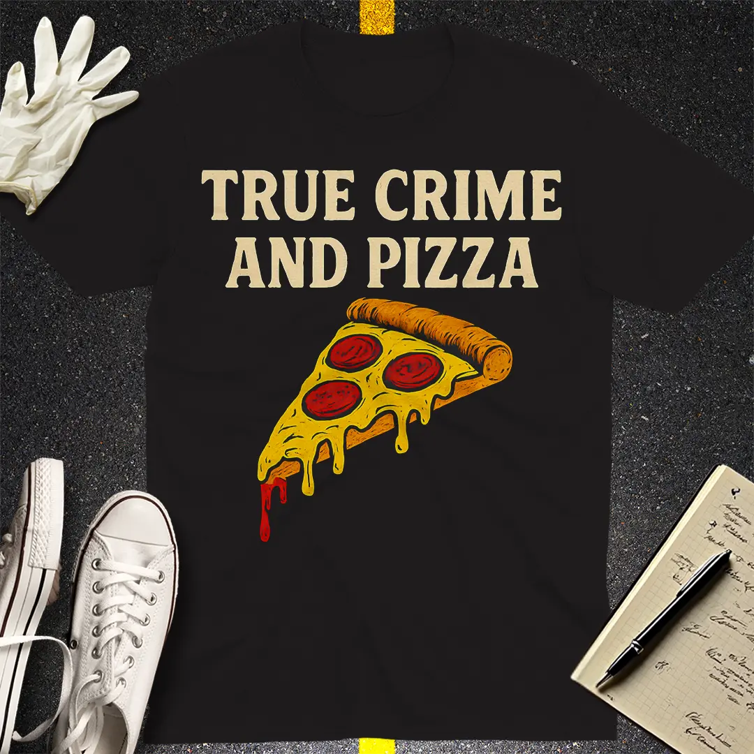 True Crime and Pizza T-Shirt - Black
